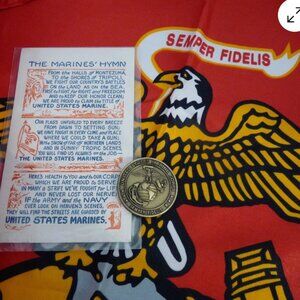 United States Marine Corps Semper Fi Flag medal vintage WWII hymn post card lot